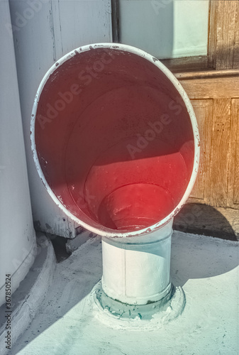 old ship cowl vent on deck of ship