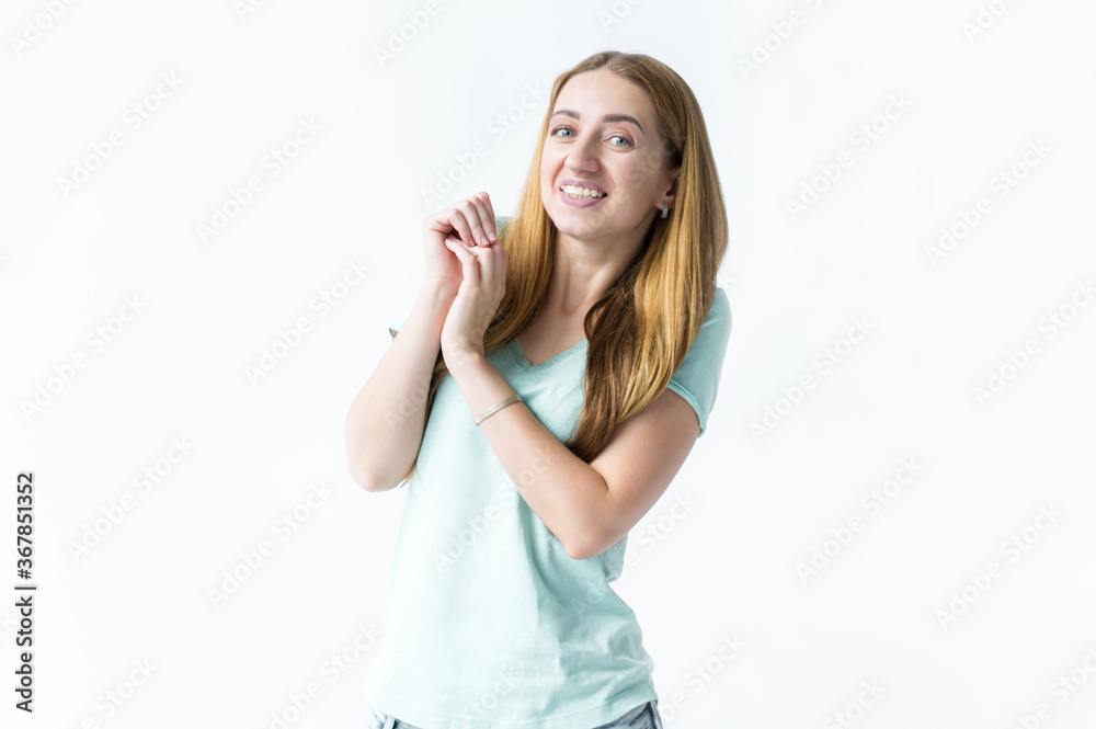 Portrait of a smiling girl on a white background Portrait of a smiling girl on a white background