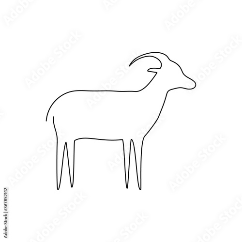 Goat line icon. Farm animal continuous line drawn vector illustration.