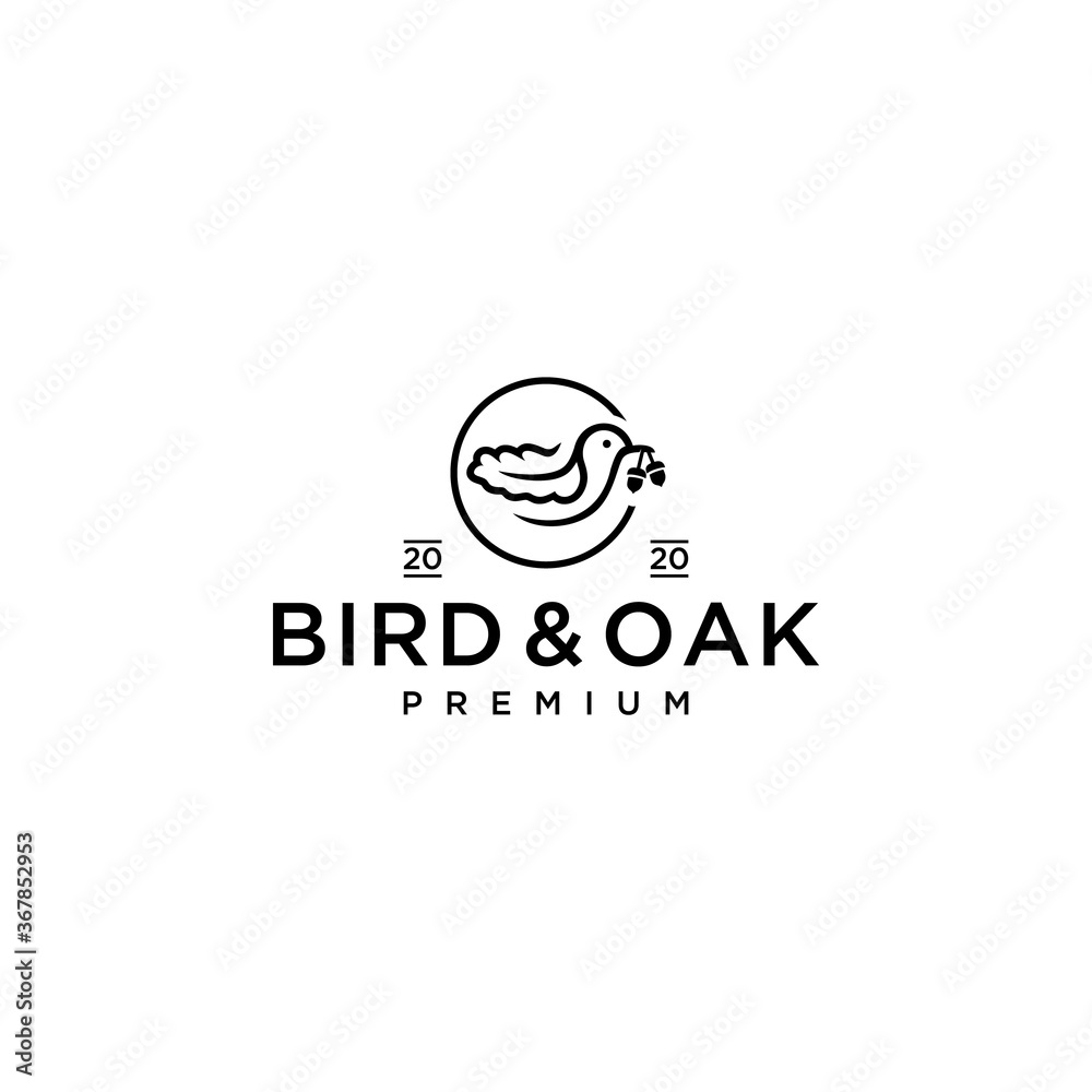bird and oak logo icon vector design illustration bird and oak logo icon vector design illustration