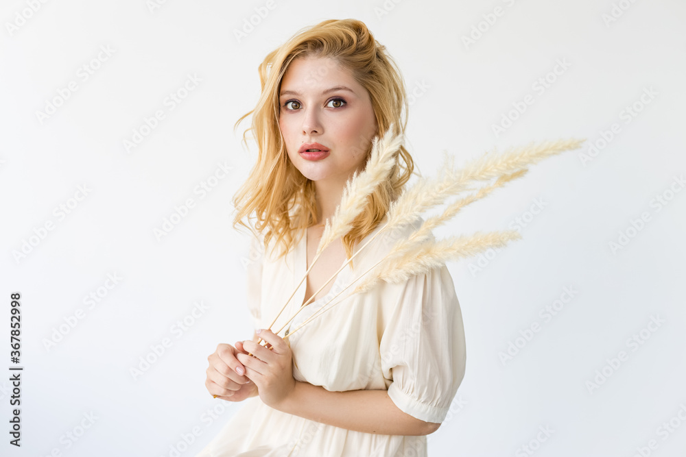 young modern girl with nude makeup, beauty salon concept young modern girl with nude makeup, beauty salon concept