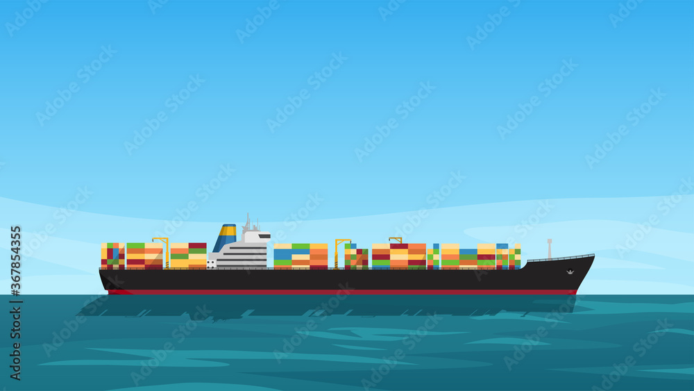 Fototapeta premium tanker side view full of colorful containers