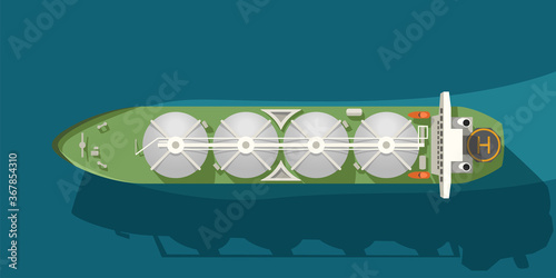 green tanker with gas containers top view