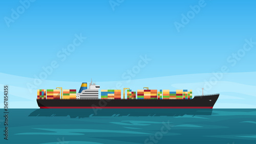 tanker side view full of colorful containers