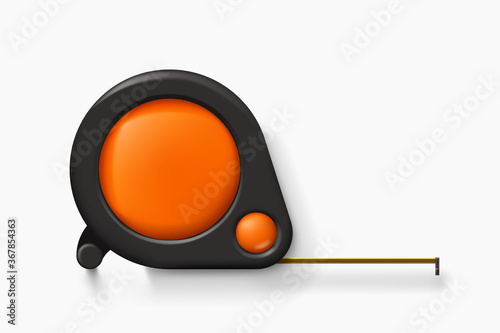 tape measure realistic on white with shadow