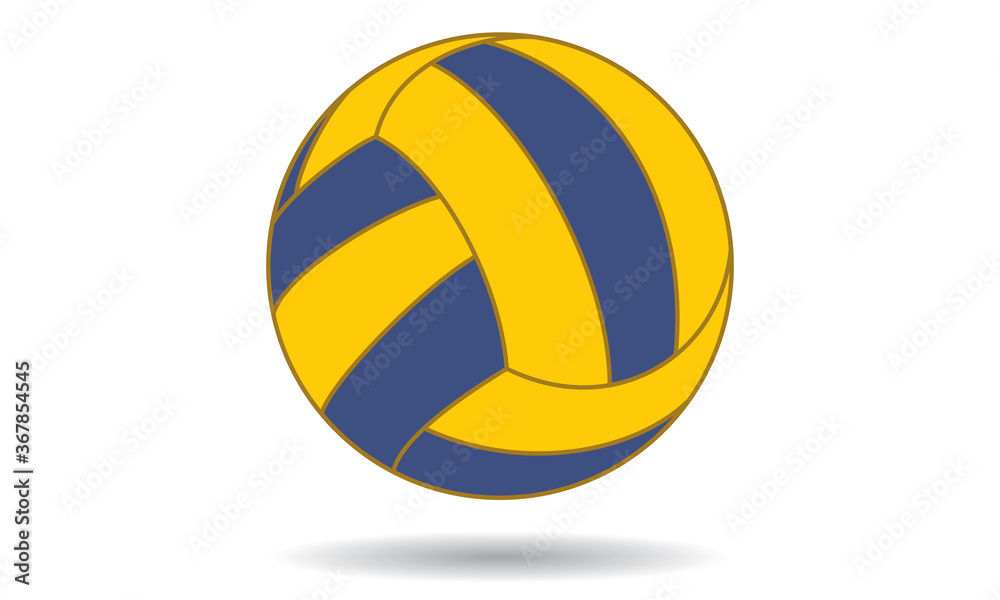 water polo ball, yellow and blue isolated on a white background with shadow