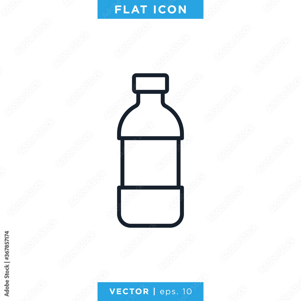 Plastic Bottle Icon Vector Design Template. Editable Stroke