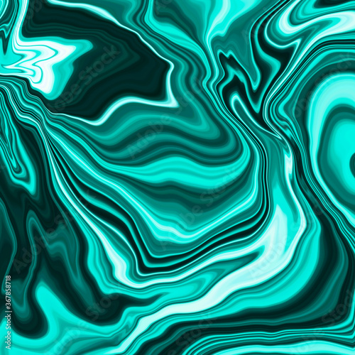 Abstract painting. Marble effect painting. Turquoise background.