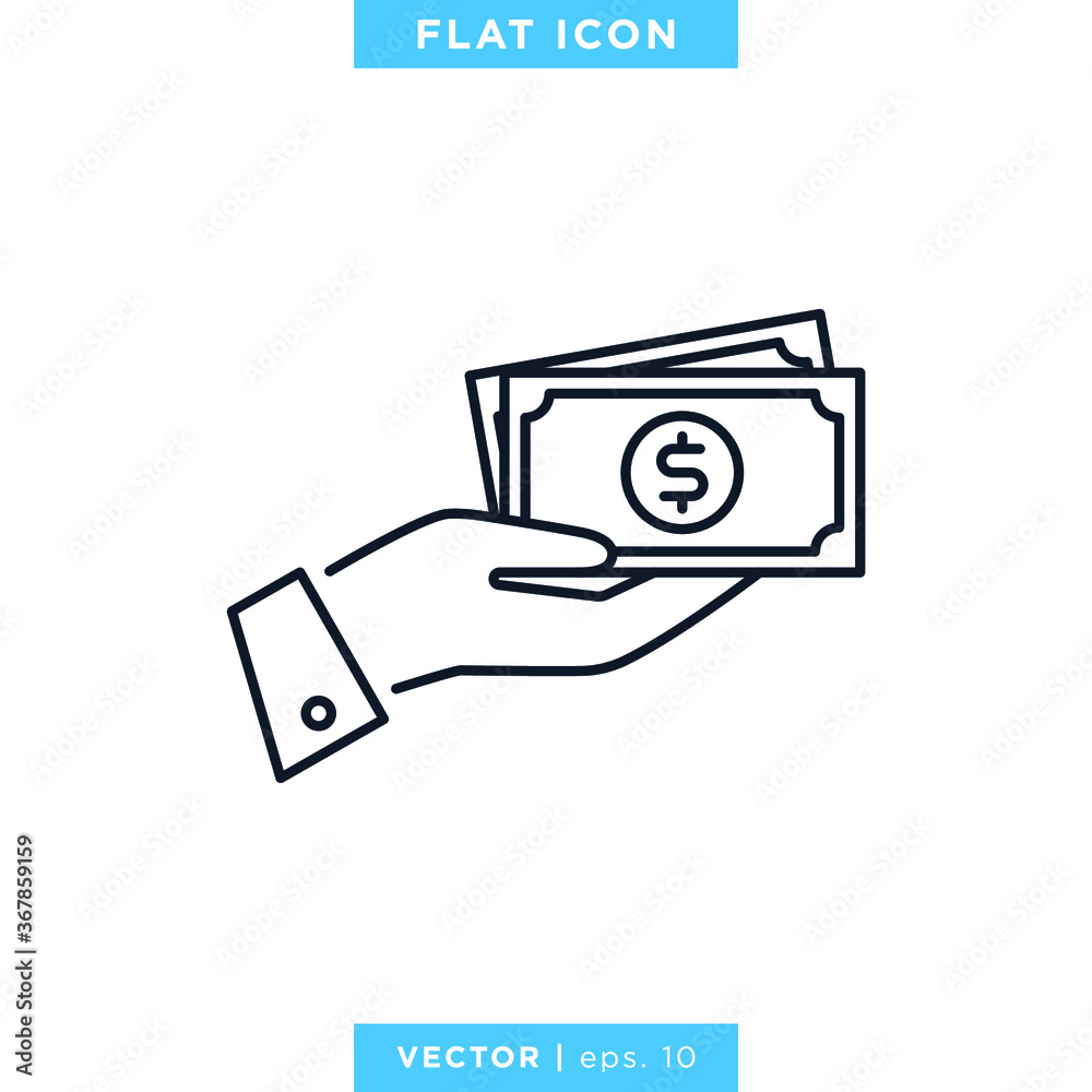 Money In Hand Icon Vector Design Template. Money In Hand Icon Vector Design Template.