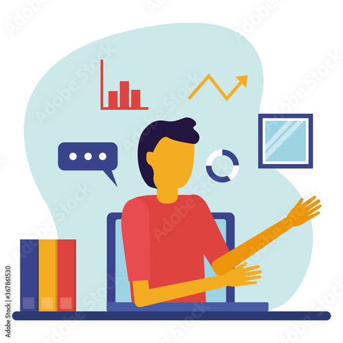 homeschool online education with young student boy