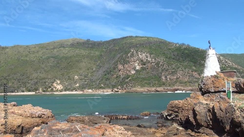 HD summer afternoon video of Knysna Heads and lagoon view. Knysna is a historical (est. 1871) town in Garden Route of Western Cape Province, South Africa