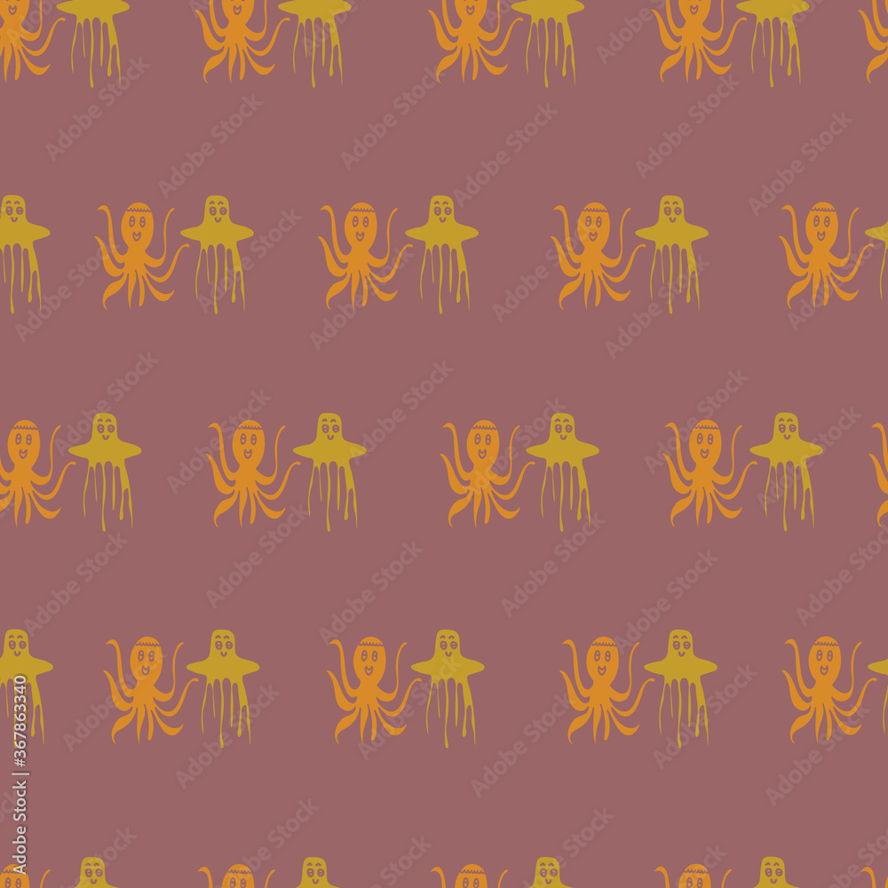 Vector brown aquatic horizontal seamless pattern background