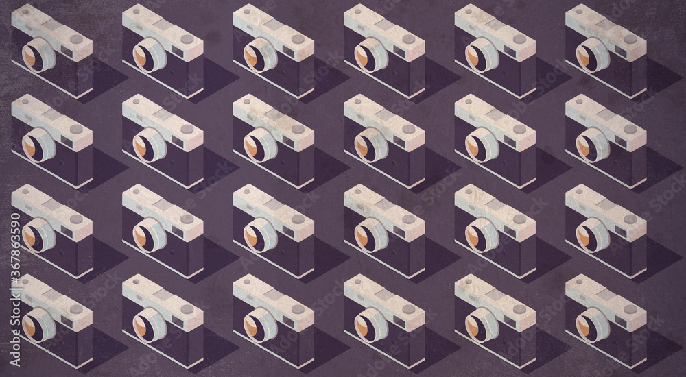 Fototapeta premium Isometric vintage camera background