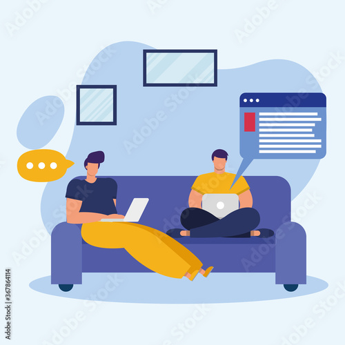 young students couple homeschool online education