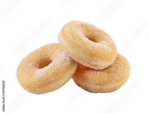 three plain sugar donuts