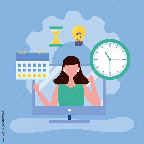 young student girl in homeschool online education