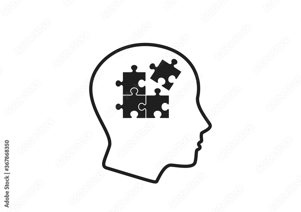 head with puzzle icon. creative think, mind, and intelligence symbol