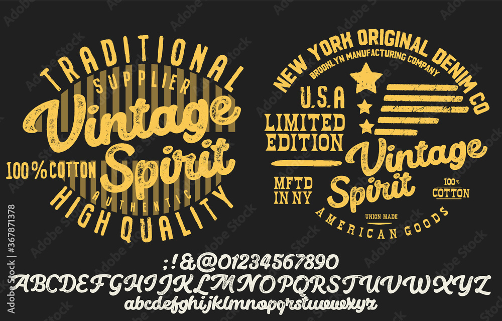 Obraz premium Handwritten calligraphic alphabet for t-shirt or apparel.