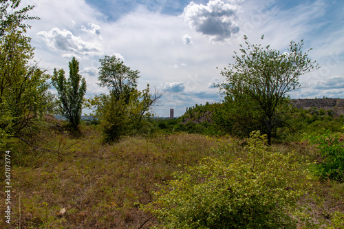 Ukraine  Krivoy Rog  the 16 of July 2020. Abandoned city park with beautiful clouds in the sky.