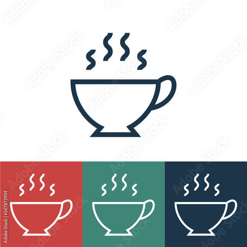 Linear vector icon with cup of tea