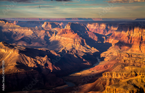 An early morning view of the Grand Canyon and the Colorado river from the south rim  Grand Canyon National Park  Arizona.