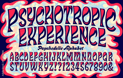 Swirling Flowing Font in the Style of Psychedelic 1960s Lettering