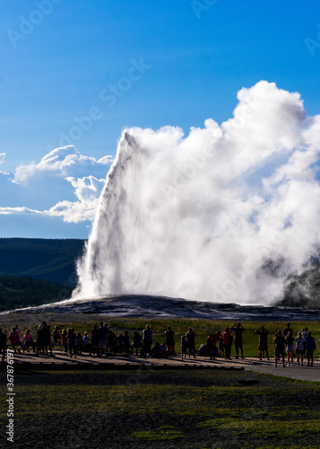 Old Faithful Geyser Erupts in Yellowstone National Park