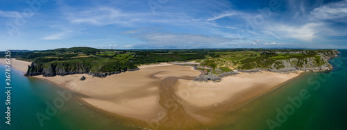 Tableau sur toile Aerial panorama of the Gower coastline