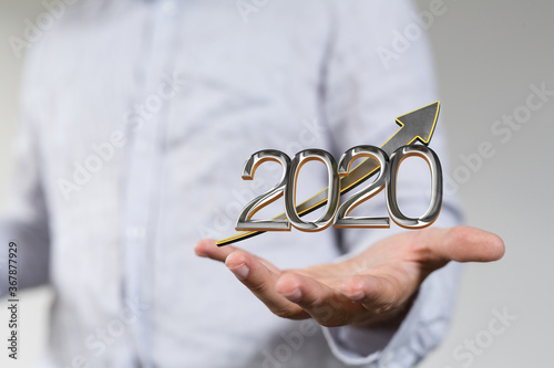 business year 2020 up goals and success illustration