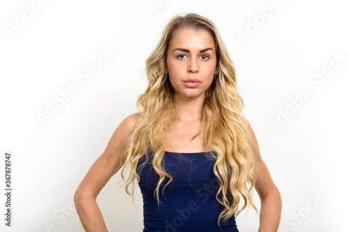 Portrait of young beautiful woman with blonde hair