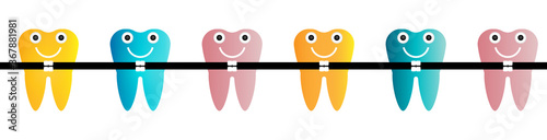 Colored Teeth with Braces Banner