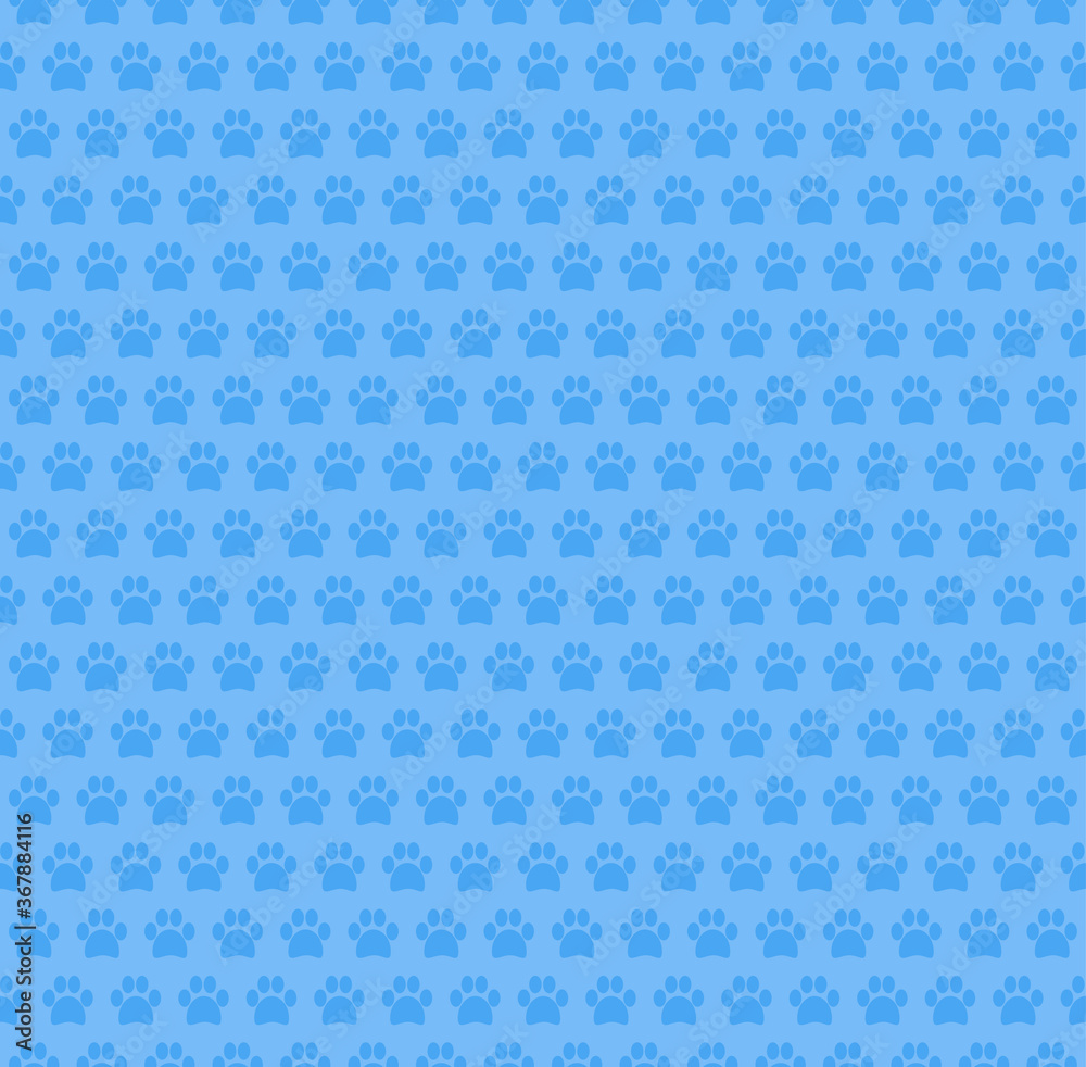Paw Seamless Pattern Blue Design Background Paw Seamless Pattern Blue Design Background