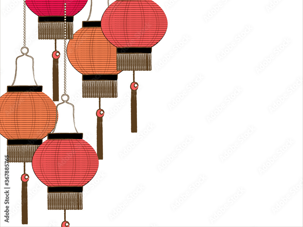 中華風ランタンのイラスト背景 Stock Vector Adobe Stock