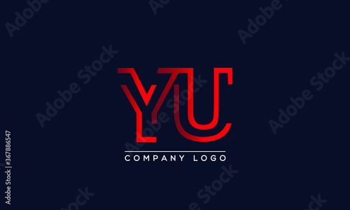 Abstract unique modern minimal alphabet letter icon logo YU
