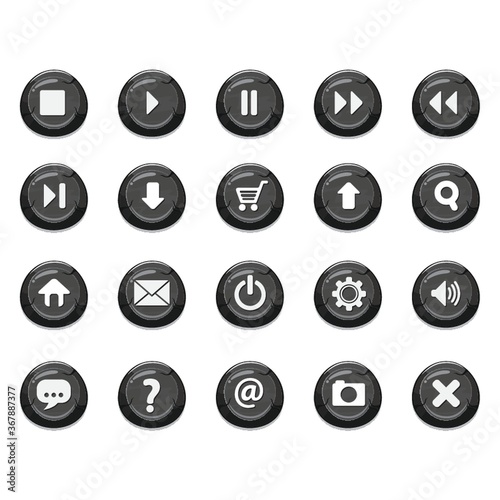 set of media buttons