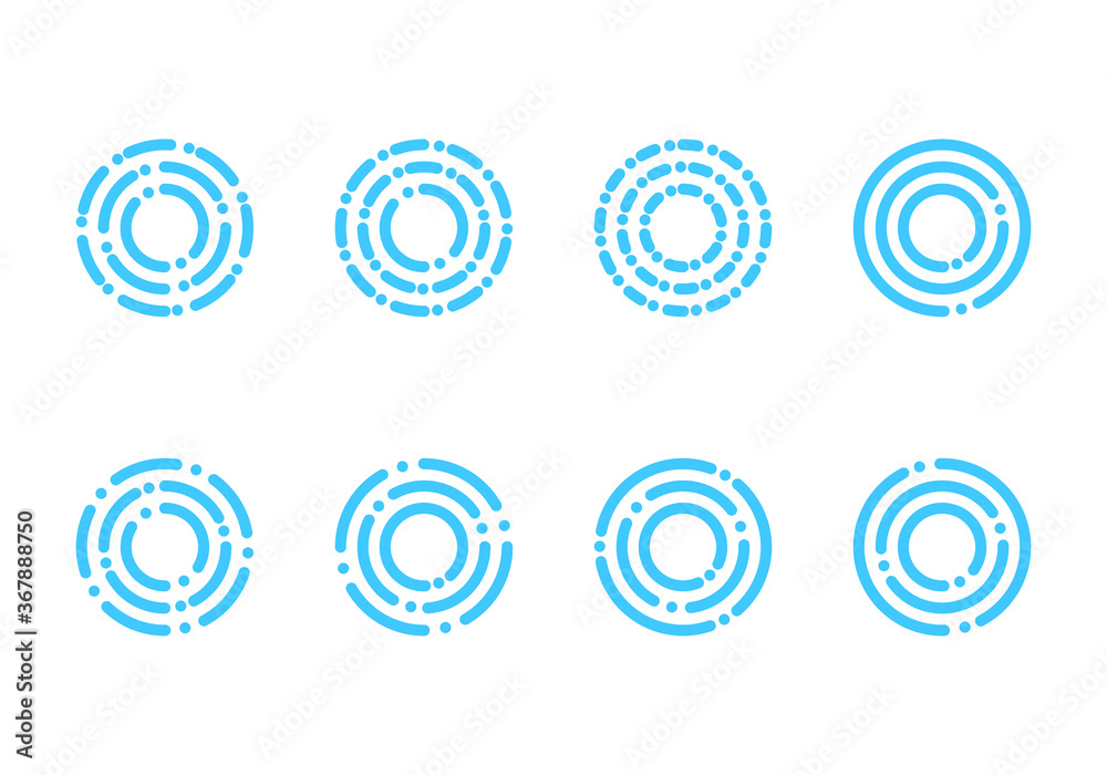 Set of circle technology logo. Letter o icon, Network, internet, computer, communication symbol. Stock illustration Set of circle technology logo. Letter o icon, Network, internet, computer, communication symbol. Stock illustration