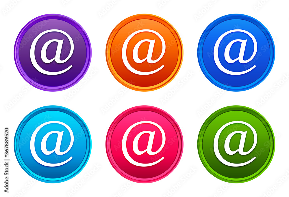 Email address icon luxury bright round button set 6 color vector Email address icon luxury bright round button set 6 color vector