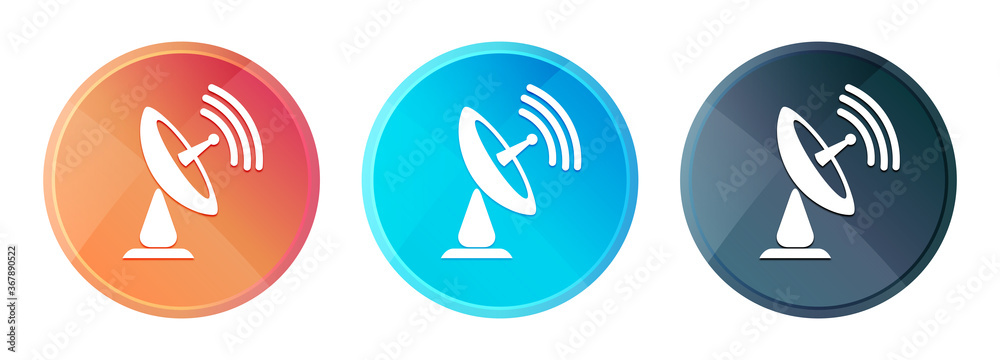 Satellite dish icon steam mist round button set shiny illustration Satellite dish icon steam mist round button set shiny illustration