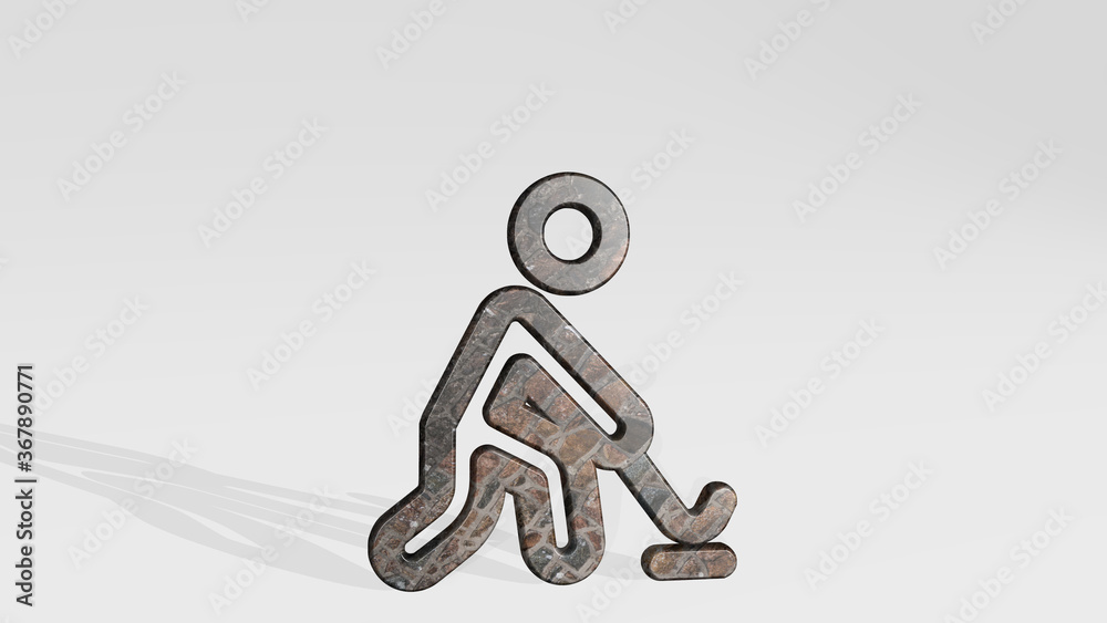 sport hockey casting shadow from a perspective. A thick sculpture made of metallic materials of 3D rendering. illustration and background sport hockey casting shadow from a perspective. A thick sculpture made of metallic materials of 3D rendering. illustration and background