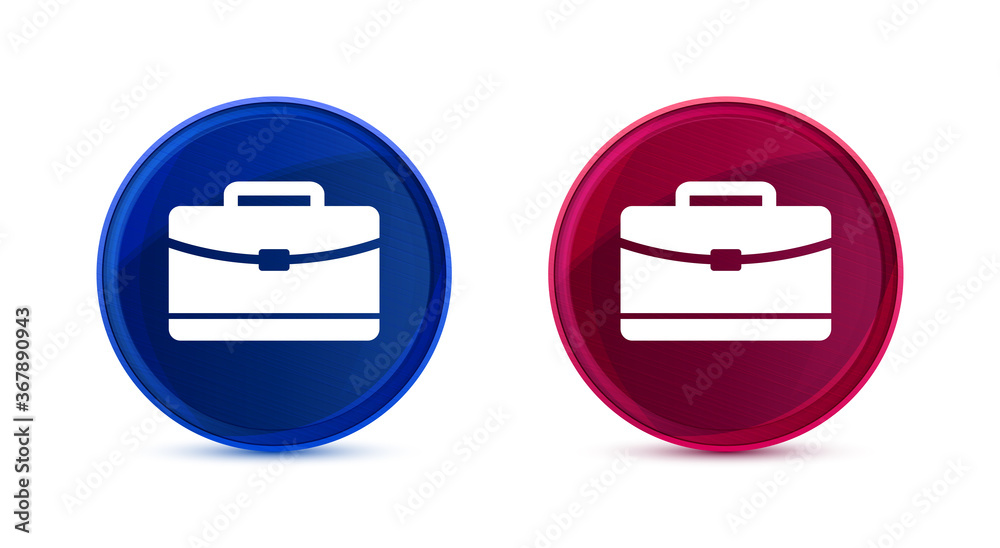Briefcase icon silky round button set illustration Briefcase icon silky round button set illustration