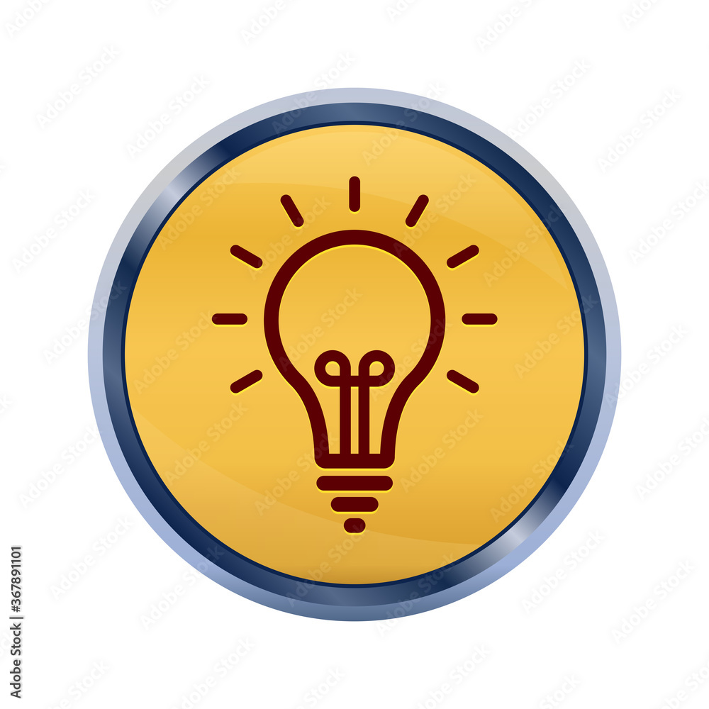 Lightbulb icon super yellow round button illustration Lightbulb icon super yellow round button illustration