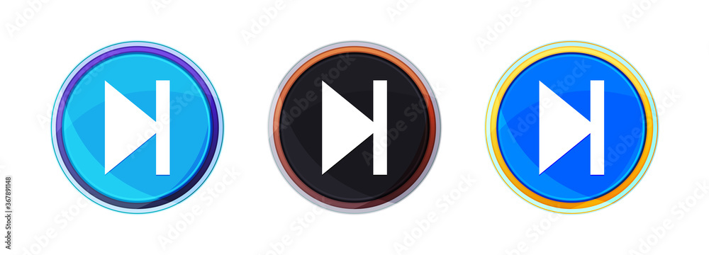 Next track icon perfect shine round button set illustration