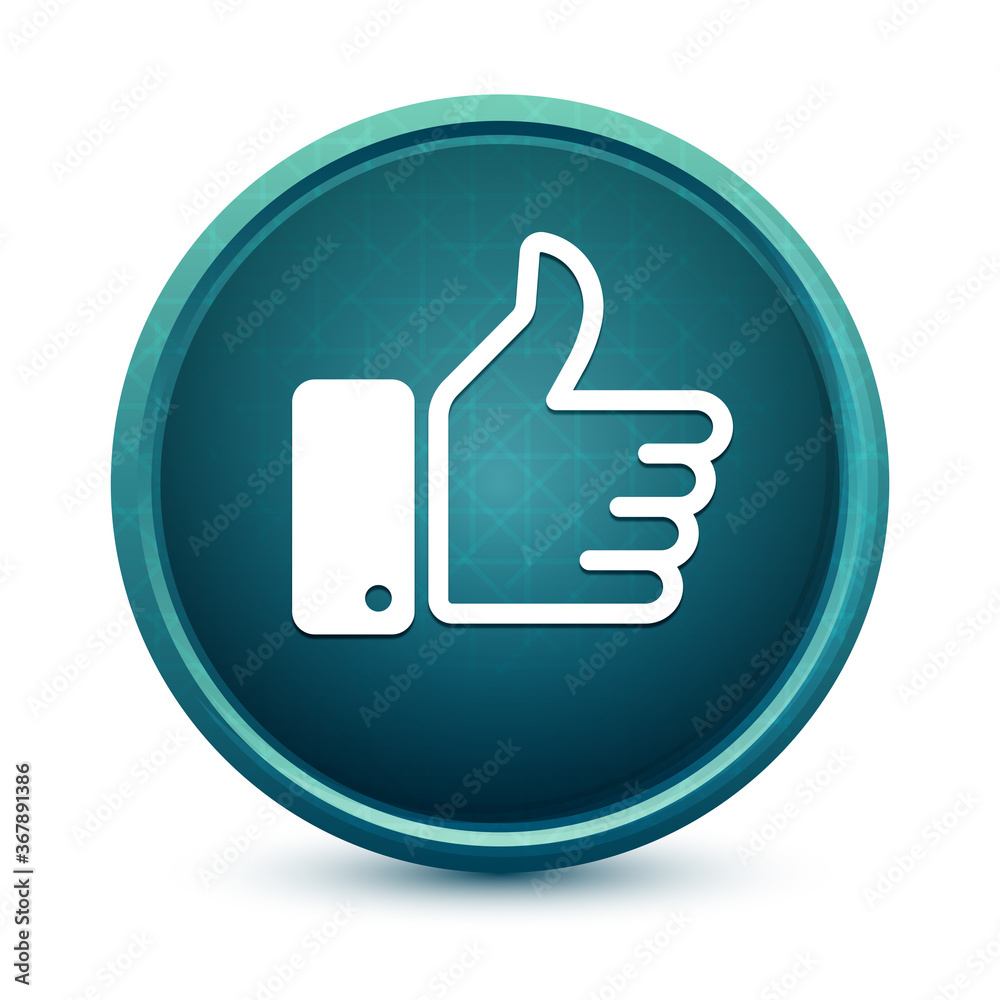 Thumbs up icon shiny light blue round button illustration Thumbs up icon shiny light blue round button illustration