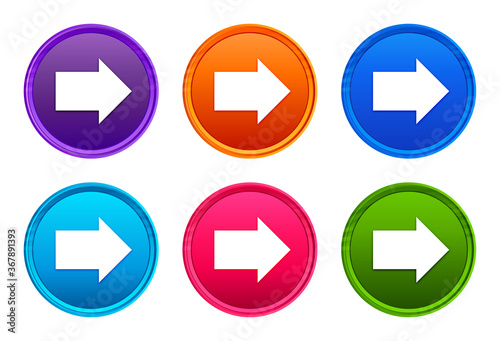 Next arrow icon luxury bright round button set 6 color vector