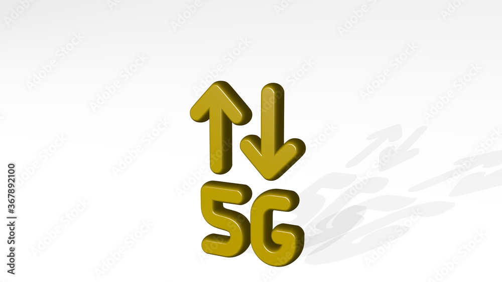 CELLULAR NETWORK 5G stand with shadow. 3D illustration of metallic sculpture over a white background with mild texture. phone and cellphone CELLULAR NETWORK 5G stand with shadow. 3D illustration of metallic sculpture over a white background with mild texture. phone and cellphone