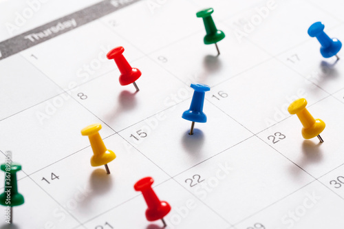 Appointments marked on calendar 