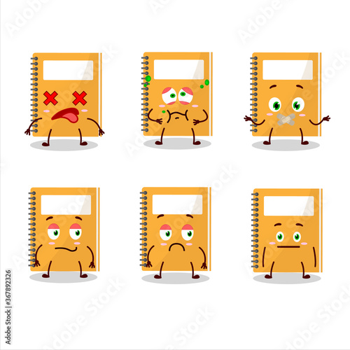 Orange study book cartoon character with nope expression