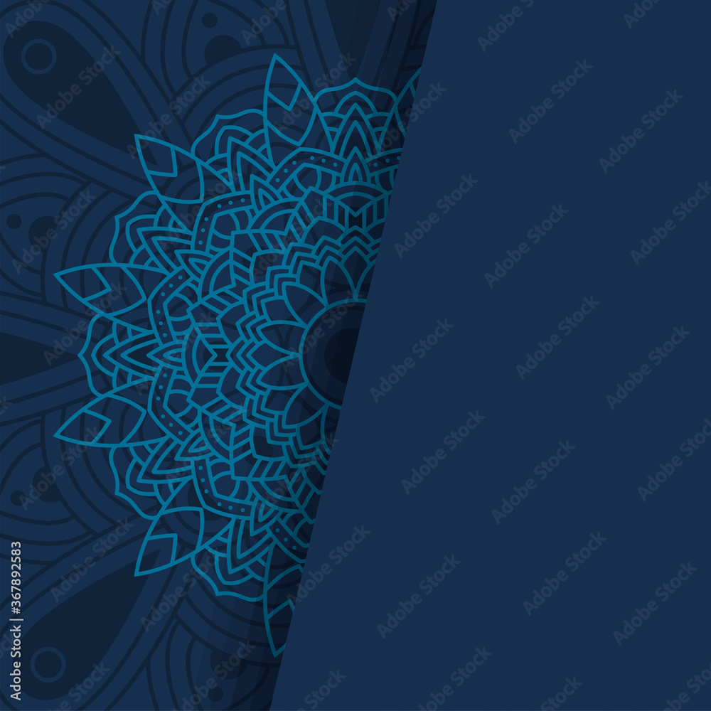 decorative floral blue mandala ethnicity artistic icon - obrazy, fototapety, plakaty 