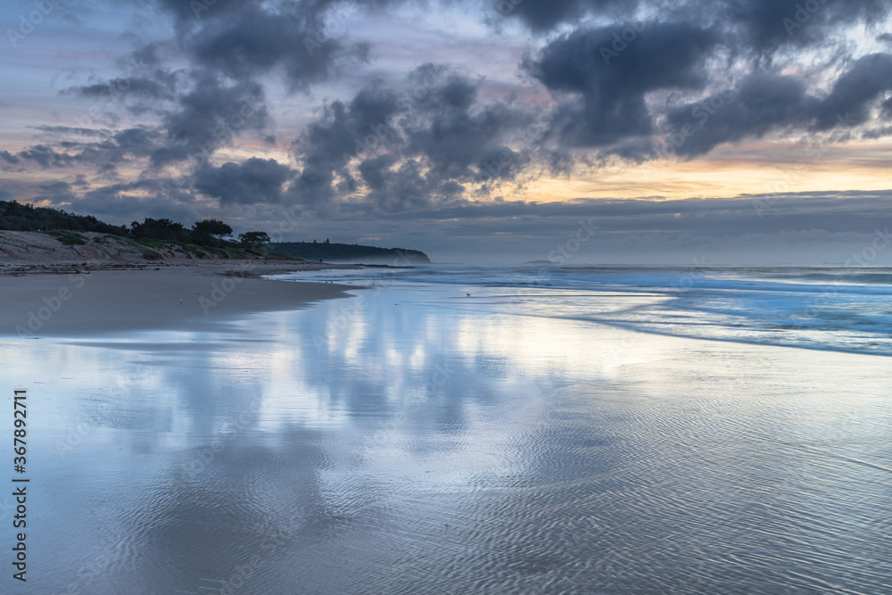 Sunrise Seascape with Clouds and Ships on the Horizon Sunrise Seascape with Clouds and Ships on the Horizon