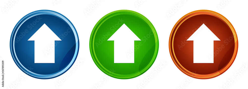Upload arrow icon stylish round button set glass design Upload arrow icon stylish round button set glass design